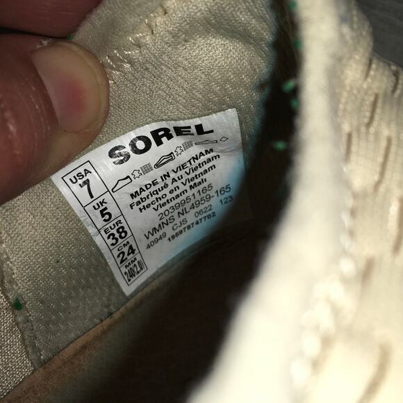 Sorel Kinetic Impact II Strap Sneaker Tan Teal Womens 7 Slip On Athleisure GORP - Picture 10 of 10